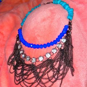 ✨💙Blingy Blue Beaded Chain Necklace💙✨